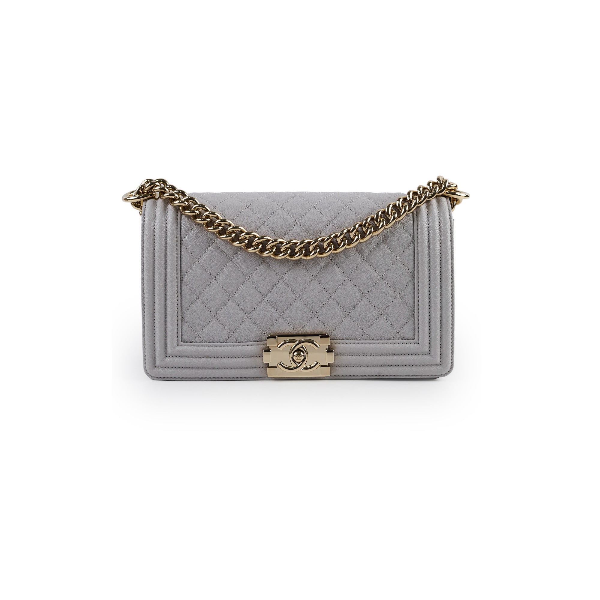 Chanel Boy Bag Old Medium Grey Caviar Leather Crossbody Bag - Luxury Designer Handbag for Women, Perfect for Parties, Dating & Daily Use