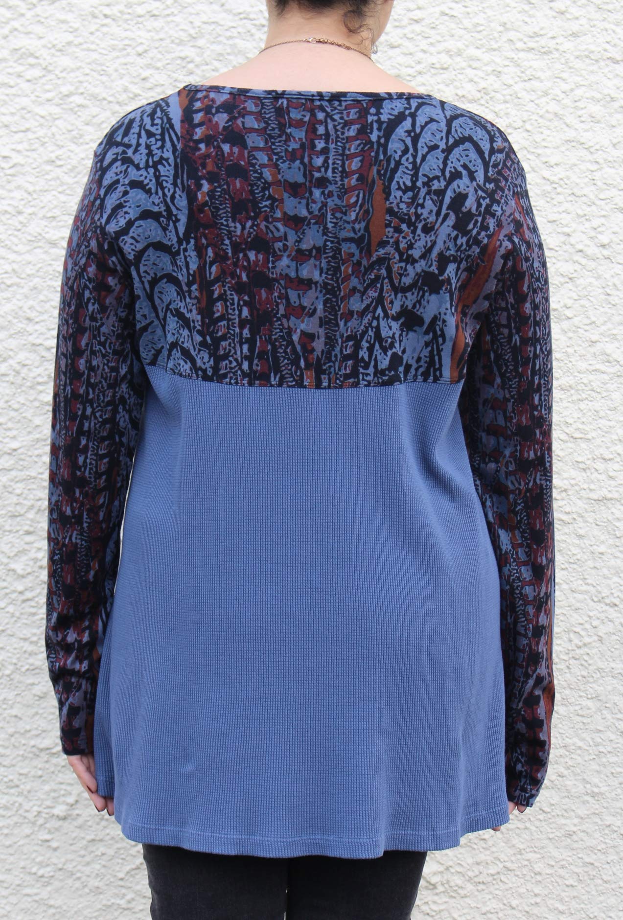 Women's Foxtail Waffle Back Relaxed Fit A-line Cotton Tunic Top - Casual Loungewear & Layering Piece for Everyday Comfort