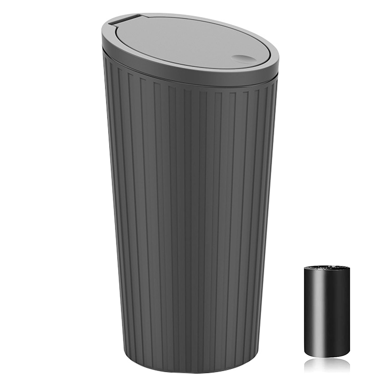 Leakproof Car Trash Can with Lid & Cup Holder - Universal Vehicle Garbage Bin Includes 1 Roll Trash Bags | Perfect for Road Trips, Commuting & Keeping Your Car Clean | Car Organizer Accessories