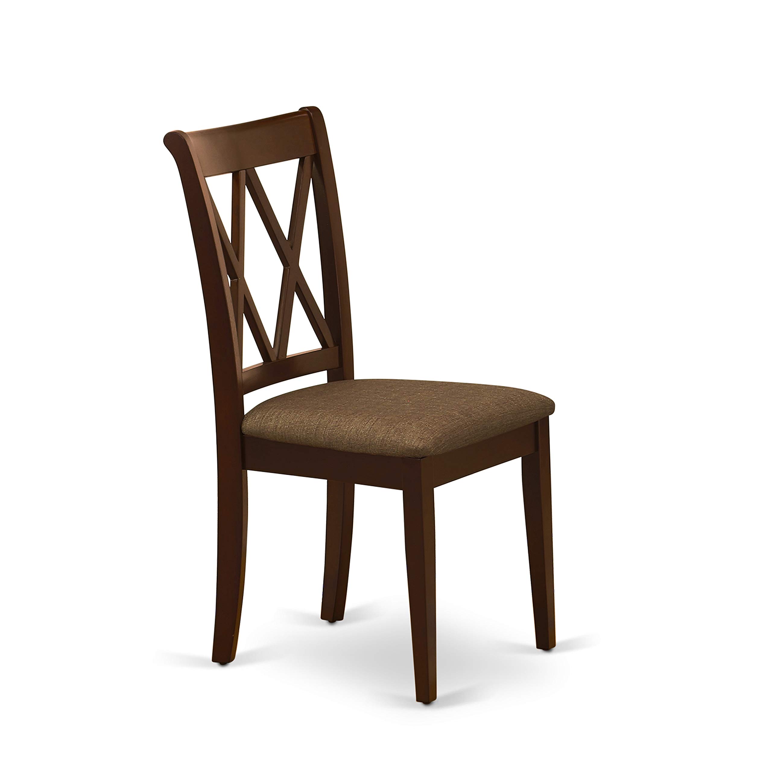 East West Furniture ESCL3-MAH-C 3 Piece Round Dining Table Set with Pedestal Base & 2 Upholstered Chairs, 30x30 Inch, Mahogany - Perfect for Small Kitchen, Breakfast Nook, or Apartment Dining Space