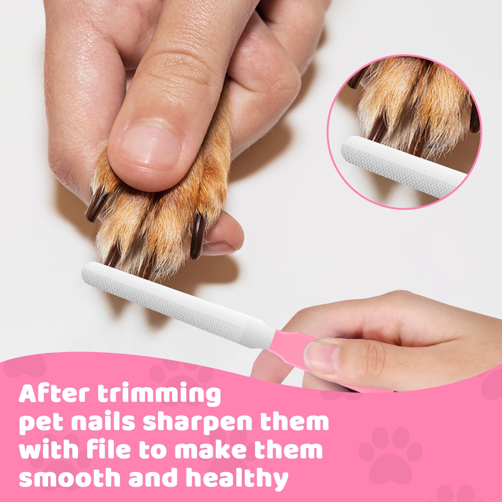 Odoland 6-in-1 Dog Grooming Kit - Slicker Brush, Undercoat Rake, Hair Removal Comb & Nail Clippers for Long Haired Dogs, Cats & Puppies | Pet Shedding Tool & Care Essentials for Home Grooming (Pink)