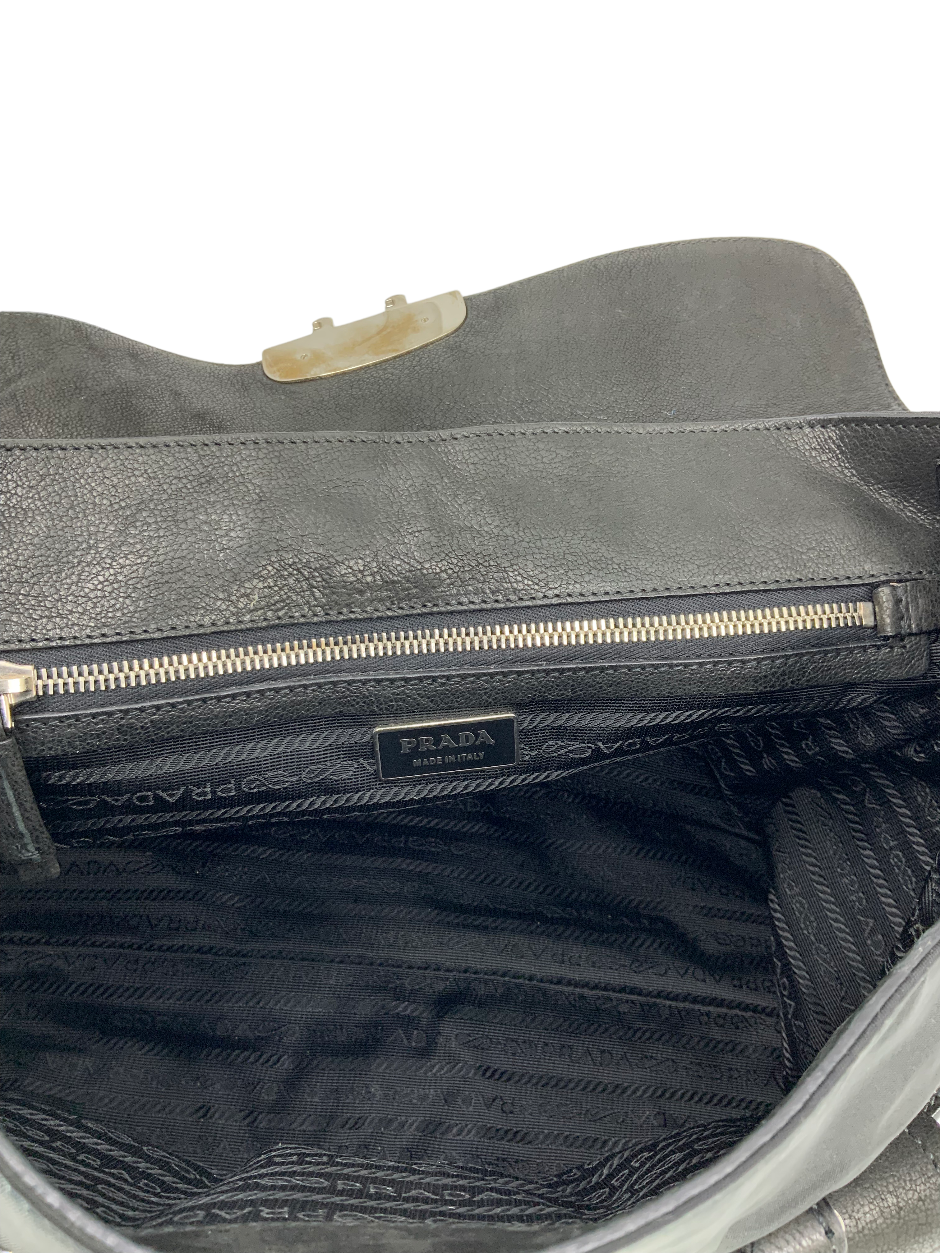 Prada Nylon and Leather Crossbody Bag with Front Pocket - Luxury Designer Handbag for Women | Perfect for Work, Travel & Everyday Use
