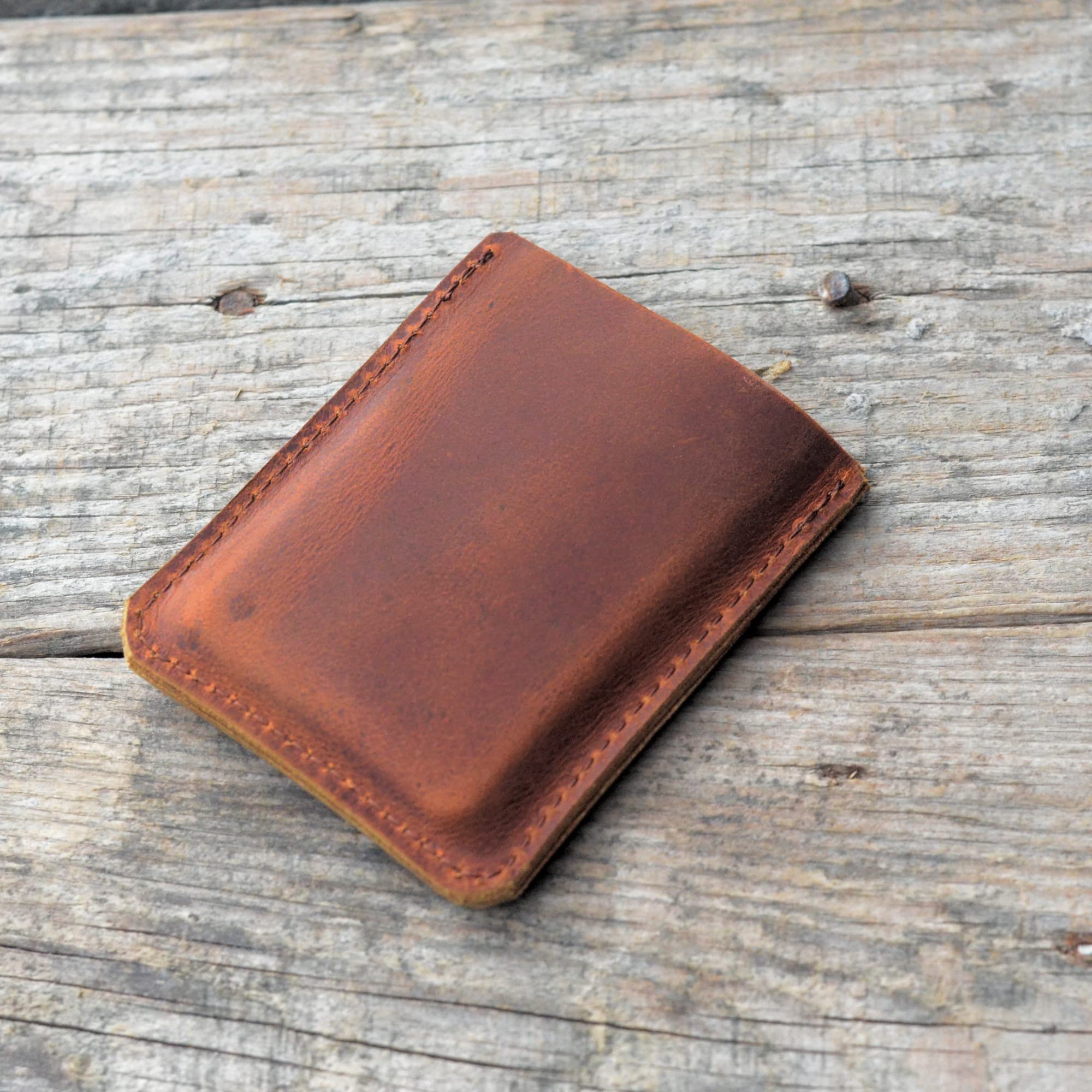 JJNUSA Slim Front Pocket Card Holder for Men & Women - Minimalist Leather Wallet with RFID Protection - Distressed Brown Genuine Leather - Perfect for Travel, Business & Everyday Use (Brown)