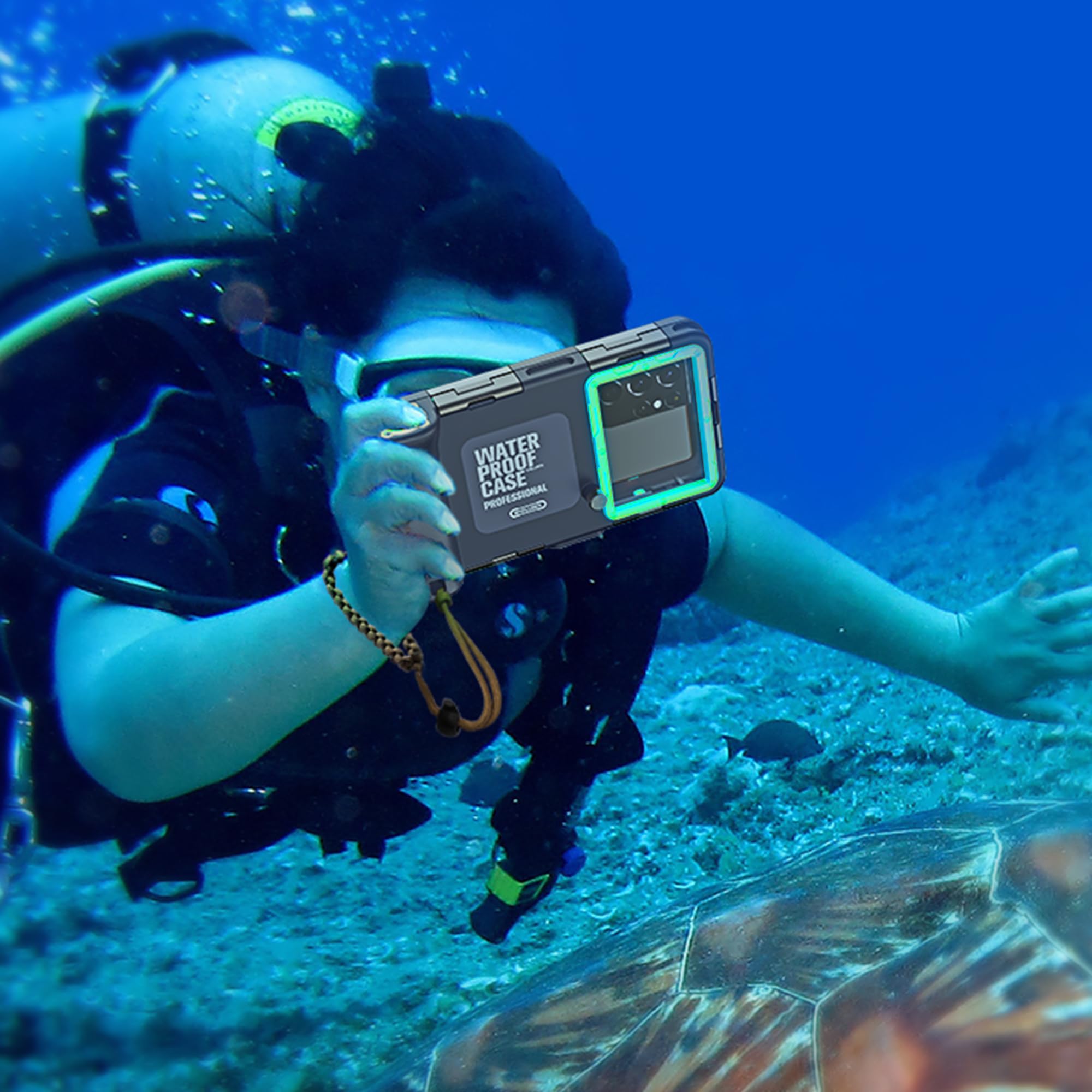 Waterproof Phone Case for iPhone 16/15/14/13/12/11 Pro Max & Samsung Galaxy S25/S24/S23/S22 - 50ft/15m Deep Underwater Protection - Scuba Diving, Snorkeling, Swimming & Beach Activities - Blue/Teal Durable Underwater Photography Case