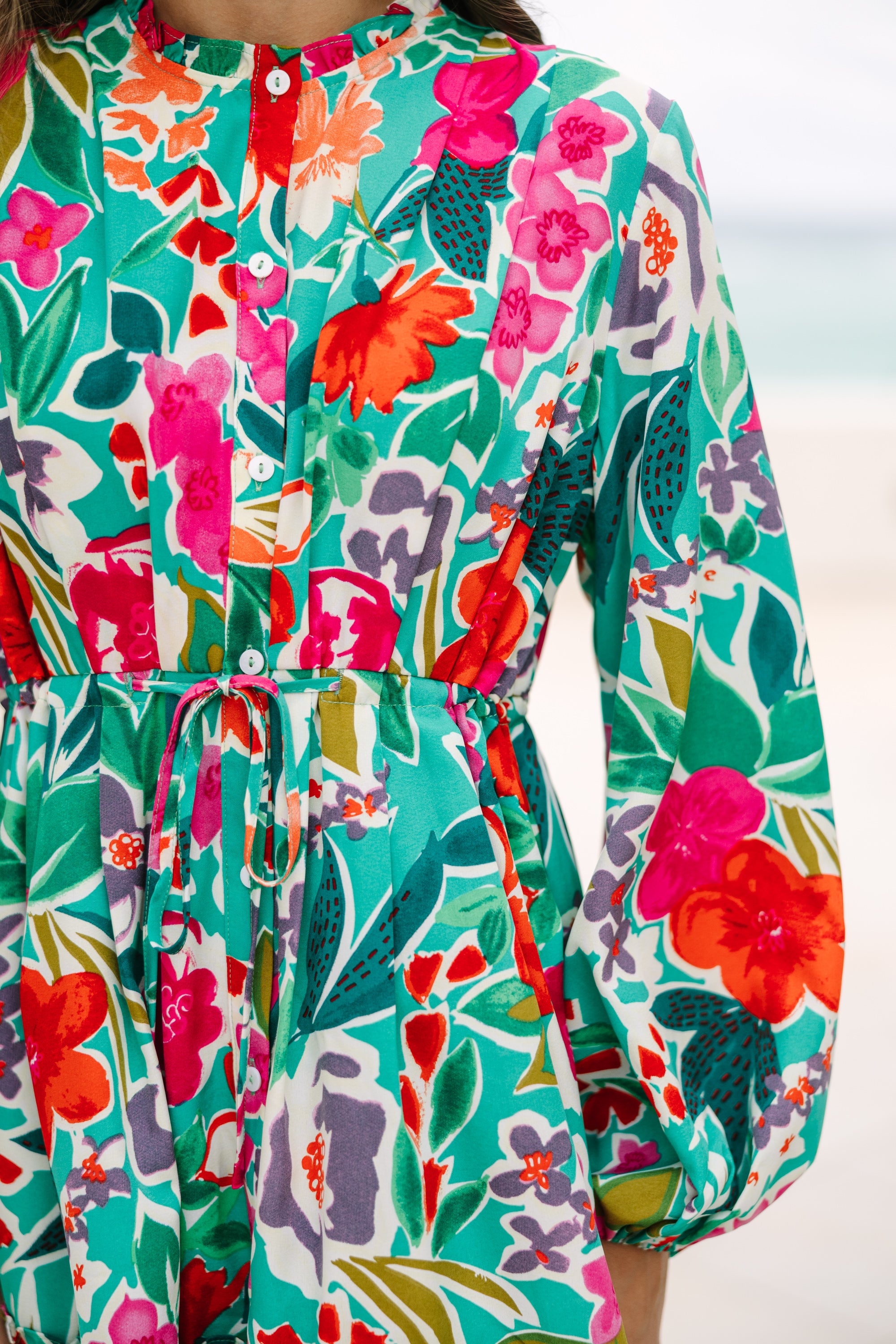 Beautifully You Jade Green Floral Dress - Elegant Summer Midi Dress for Women, Perfect for Garden Parties & Date Nights