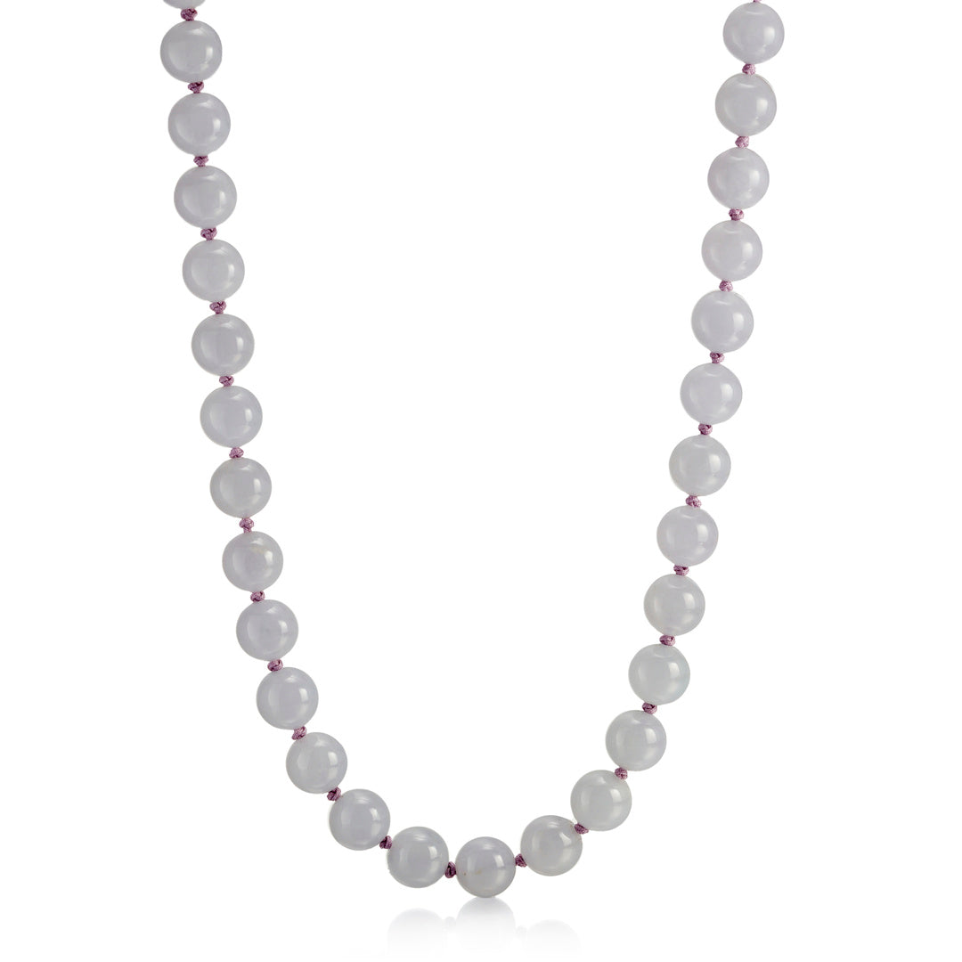 9.9mm Lavender Jade Bead Necklace for Women - Genuine Stone Jewelry - Healing Crystal Gift for Meditation, Yoga & Spiritual Wellness
