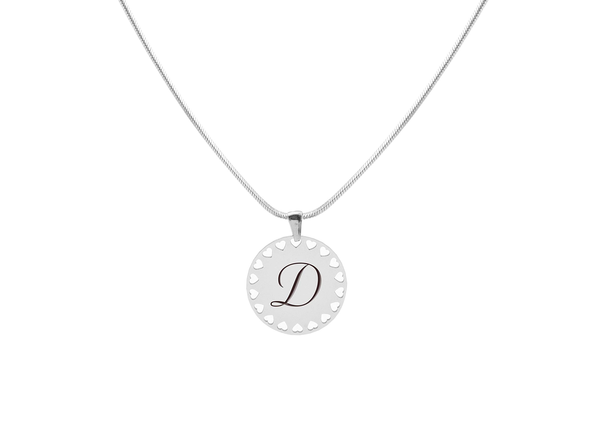 Pink Box Hearts Initial Necklace - Personalized Name Pendant Jewelry for Women - Perfect Gift for Valentine's Day, Anniversary & Mother's Day