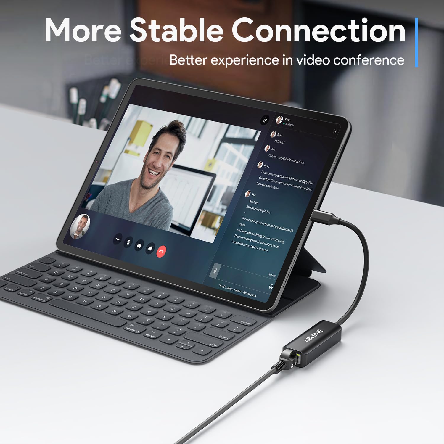 ABLEWE USB C to Ethernet Adapter - Gigabit RJ45 to Type-C Thunderbolt 3 Compatible for MacBook Pro/Air, Dell XPS, iPad Pro - Fast Wired Internet for Home Office, Gaming & Video Conferencing