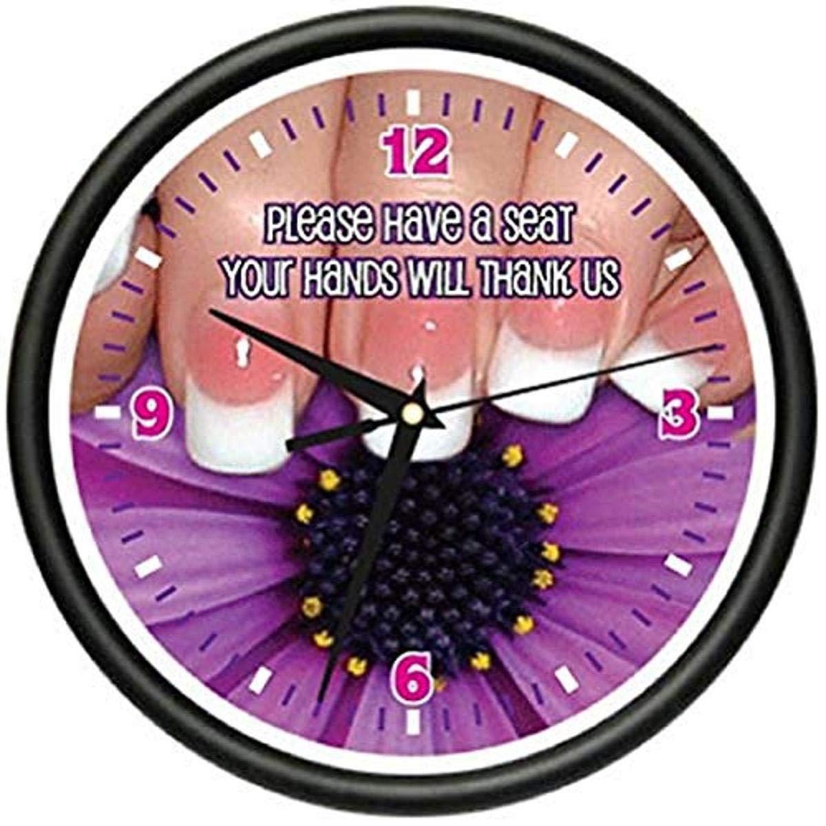 SignMission Nail Salon Wall Clock - Silent Non-Ticking Decorative Clock for Manicurists & Beauty Professionals | Perfect for Spa, Salon & Home Decor