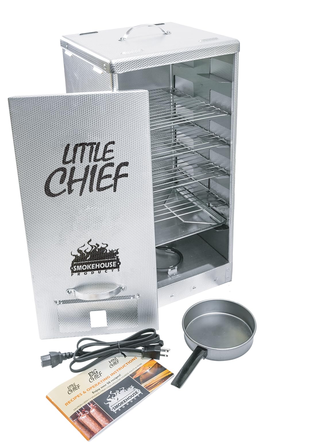 Little Chief Front Load Smoker - Low to Mid Temperature Electric Smoker for Fish, Sausage, Cheese & Meats - 25 lb Capacity - Perfect for Backyard BBQ, Camping & Home Smoking