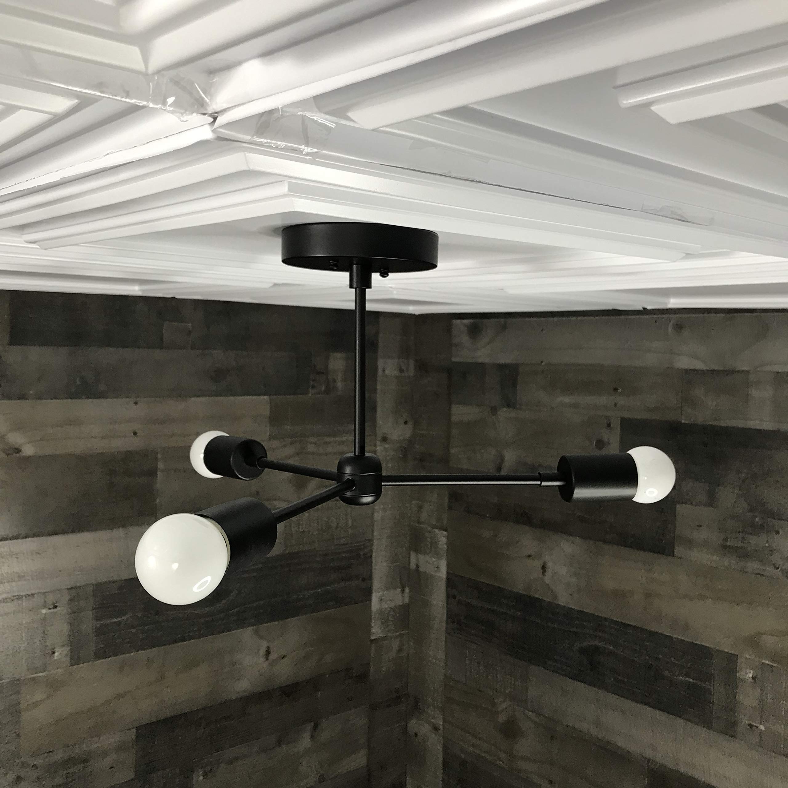 Atlas Modern Chandelier - 3 Light Sputnik Mid Century Industrial Ceiling Fixture for Dining Room, Living Room & Bedroom Lighting