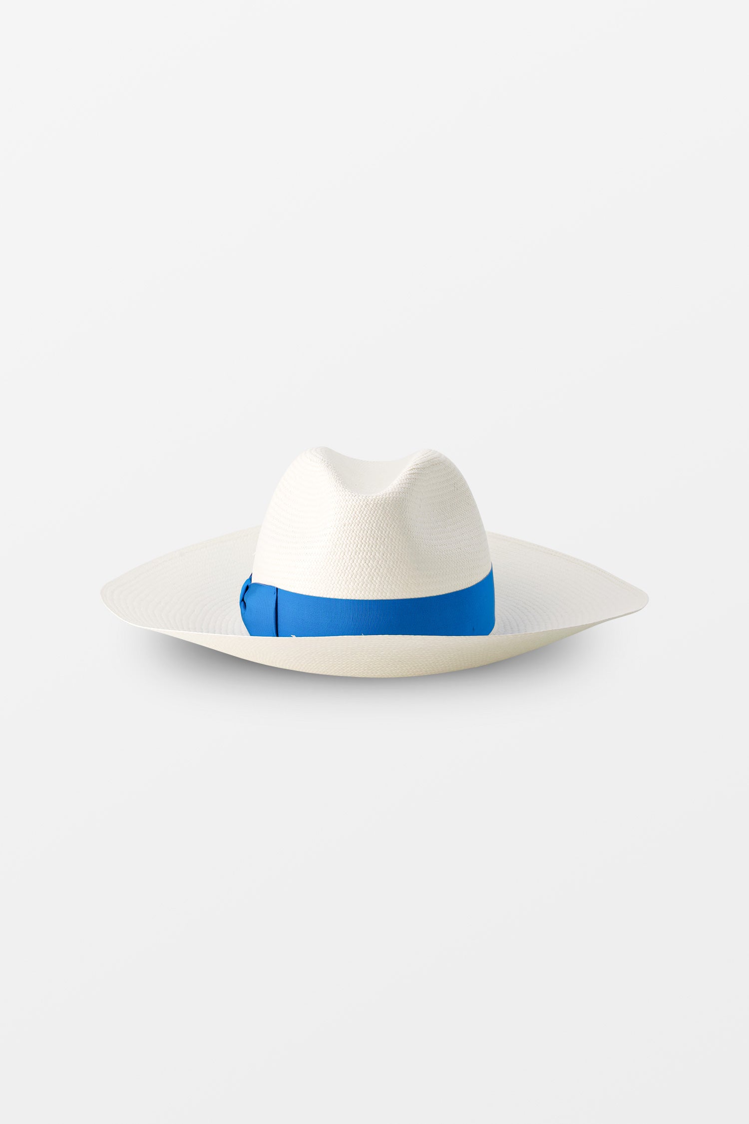 Borsalino White and Blue Panama Hat for Women - Fine Sophie Straw Summer Sun Hat - Perfect for Beach, Vacation, and Outdoor Activities