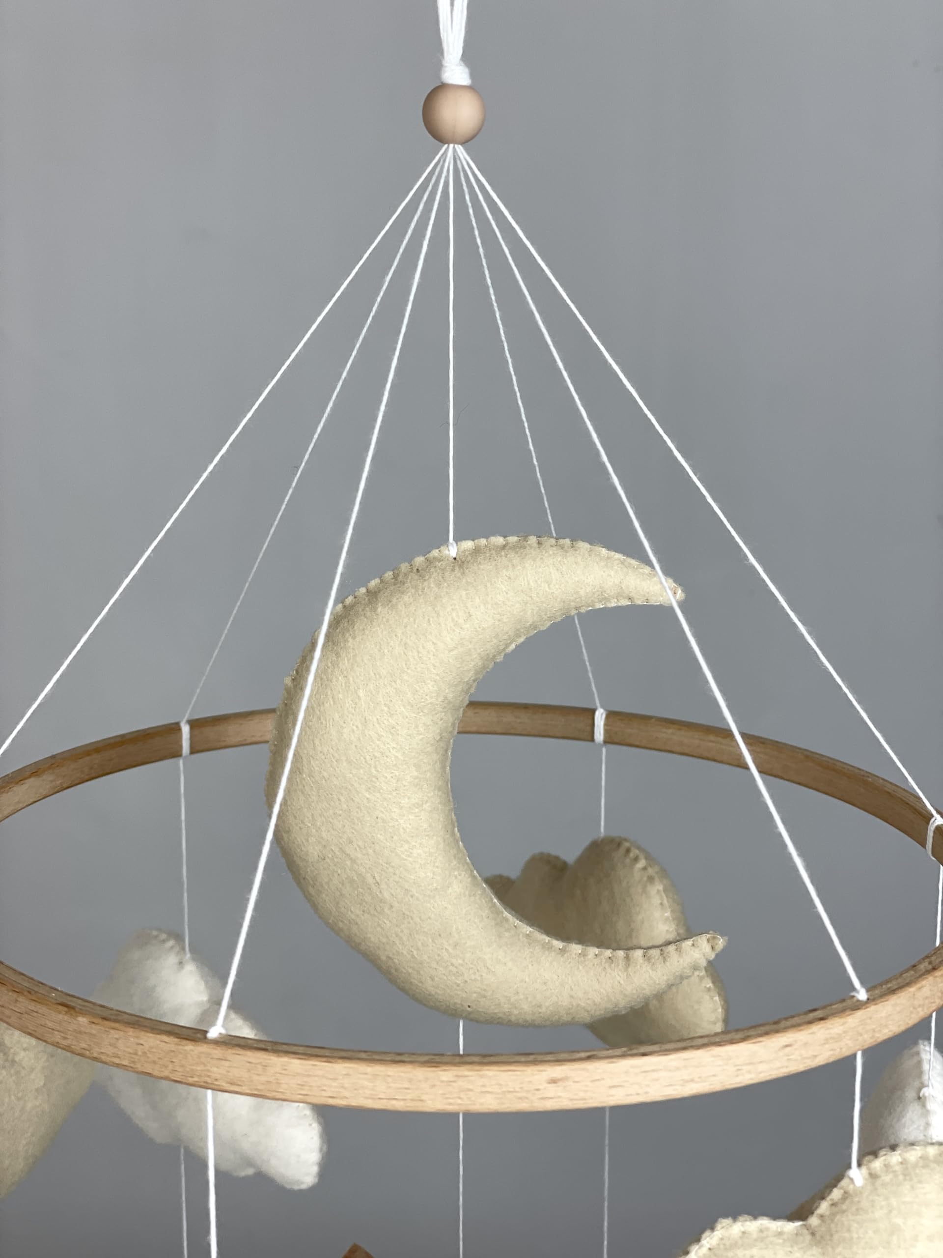 Gender Neutral Baby Crib Mobile - Woodland Deer Nursery Decor with Felt Hanging Animals in Beige | Perfect for Baby Showers, Newborn Gifts & Nursery Room Decoration