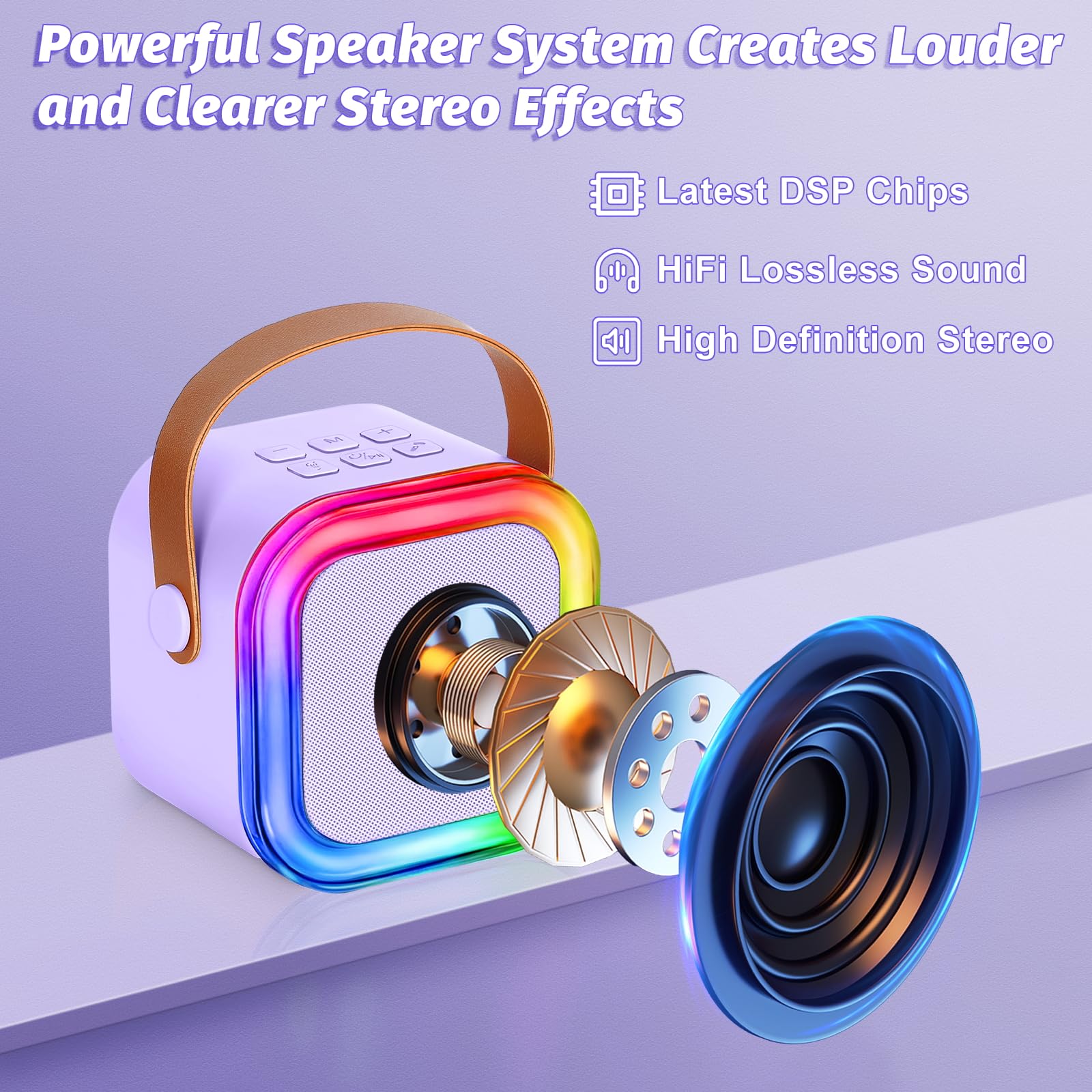 **Wireless Mini Karaoke Machine for Kids - Portable Bluetooth Microphone Toy for Girls Age 4-10, Purple (Perfect Birthday Gift & Singing Practice for Home, Parties & Travel)**