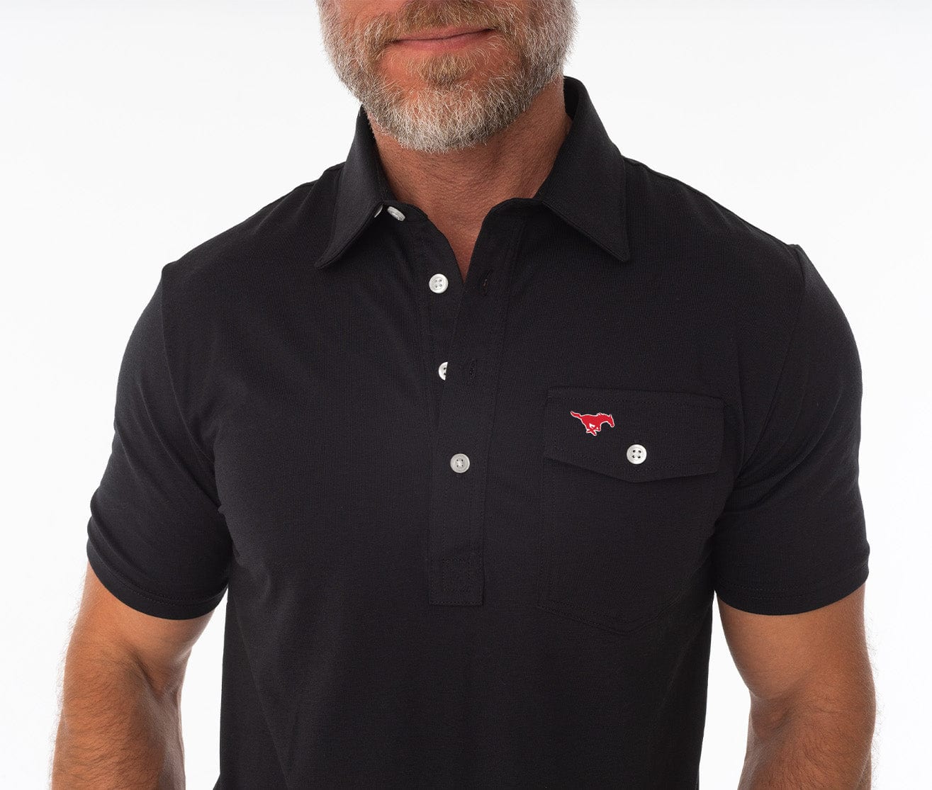 SMU Mustang Coach's Performance Players Shirt - Breathable Black Athletic Shirt for Football, Basketball & Team Sports Practice