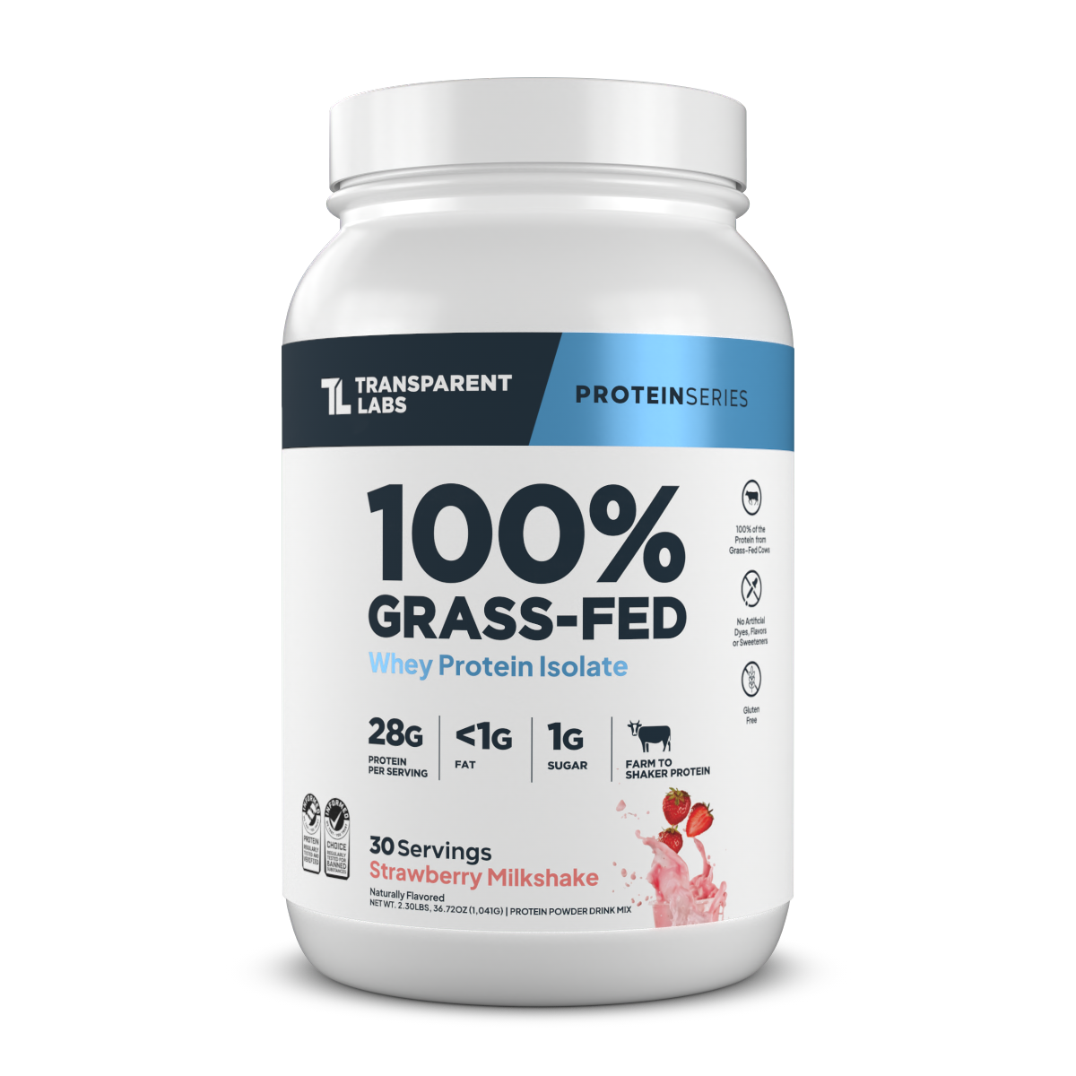 Grass Fed Whey Protein Isolate Powder - 100% Pure, Unflavored, Low Carb & Lactose Free - Ideal for Post-Workout Recovery, Muscle Building & Keto Diet