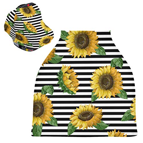 Sunflower Baby Car Seat Cover & Nursing Canopy - Breathable Stroller Cover for Girls & Boys | Perfect Baby Shower Gift & Outdoor Feeding Protection
