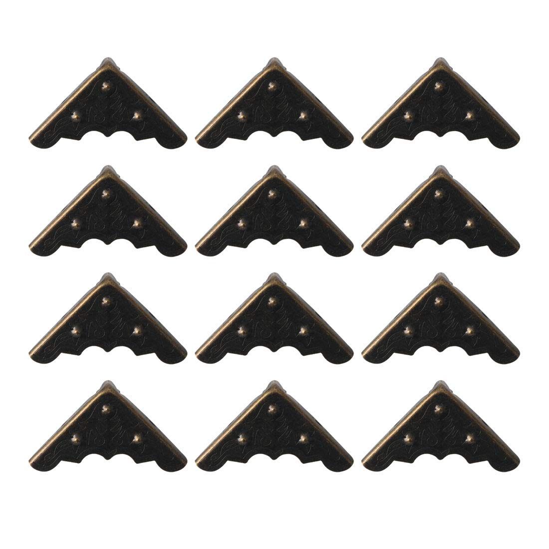 Vintage Bronze Triangle Corner Protectors for Jewelry Box, Table & Furniture - Pack of 12 | Decorative Edge Guards for Home Décor & Antique Restoration