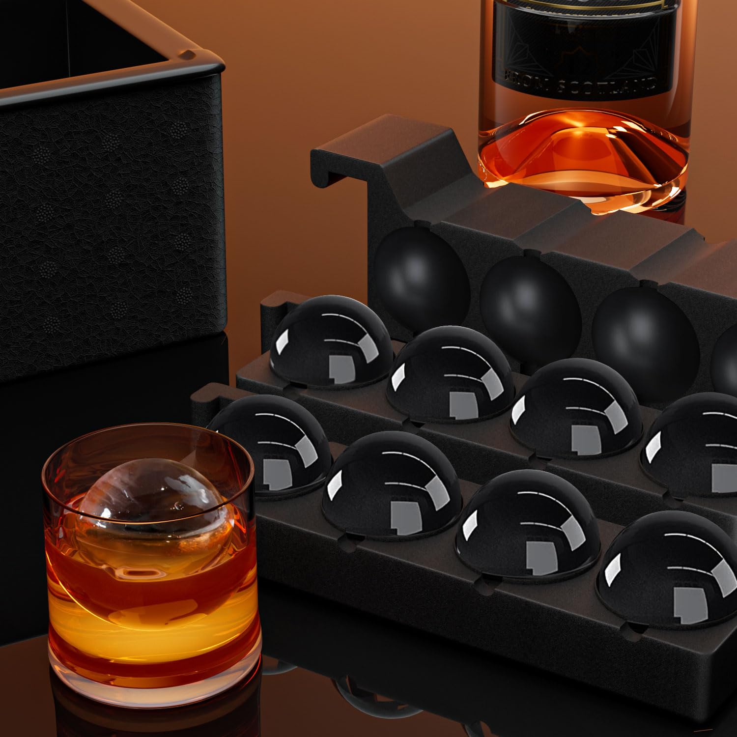 Premium Clear Ice Ball Maker for Whiskey - 2 Inch Ice Sphere Mold with Silicone Tray - Perfect for Old Fashioned, Bourbon & Cocktails - Ideal for Home Bars, Parties & Gifts