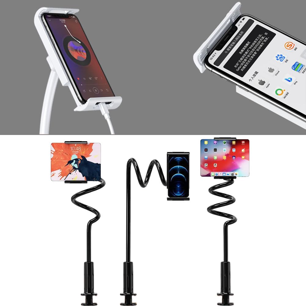 Extra Long 135CM Gooseneck Phone Holder Stand - Flexible Adjustable Phone Mount for Bed, Living Room & Desktop - Compatible with iPhone, Android Phones & Tablets Up to 7