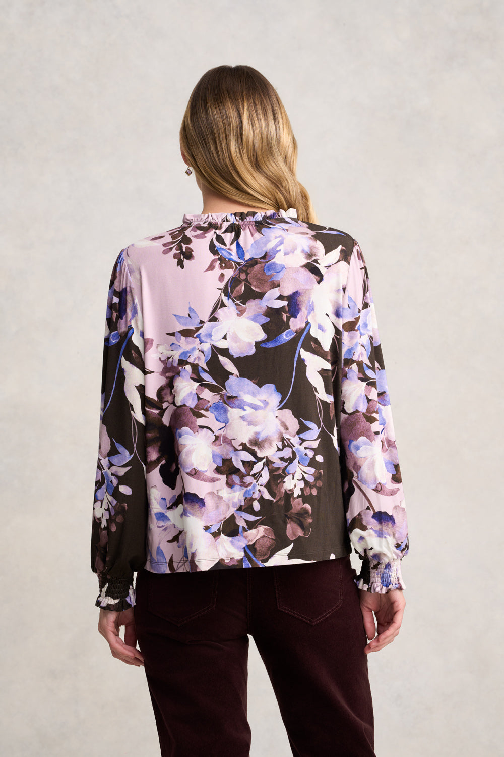 Floral Print Frill Collar Top - Elegant Women's Blouse for Casual Wear & Office Outfits