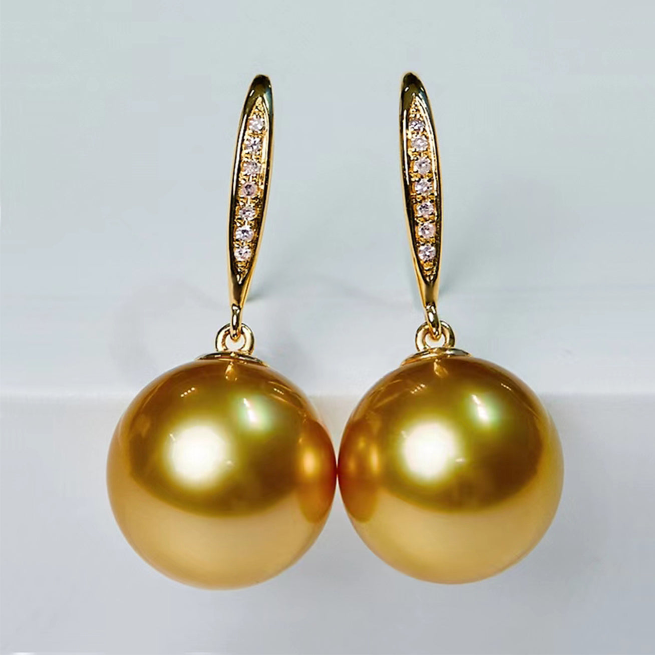 18K Solid Gold South Sea Golden Pearl Earrings for Women - Luxury Gift for Wedding, Anniversary & Special Occasions - KE00066