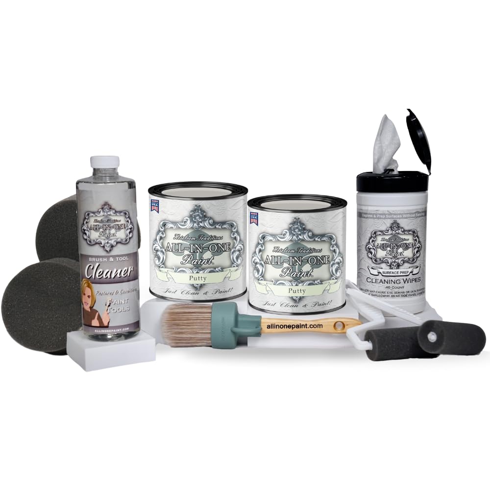 ALL-IN-ONE Paint Kit - 2 Quart Cabinet Paint Bundle with Tools & Putty for DIY Home Renovation & Furniture Refinishing