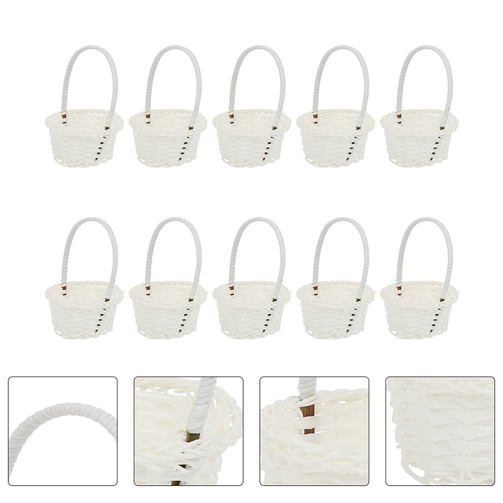 10-Piece Rattan Shopping Baskets Set - Decorative Kids & Vegetable Woven Baskets - Multi-Functional Handheld Rattan Baskets for Groceries, Fruits, Flowers & Home Decor - Perfect for Kitchen, Garden, Picnic & Nursery Organization