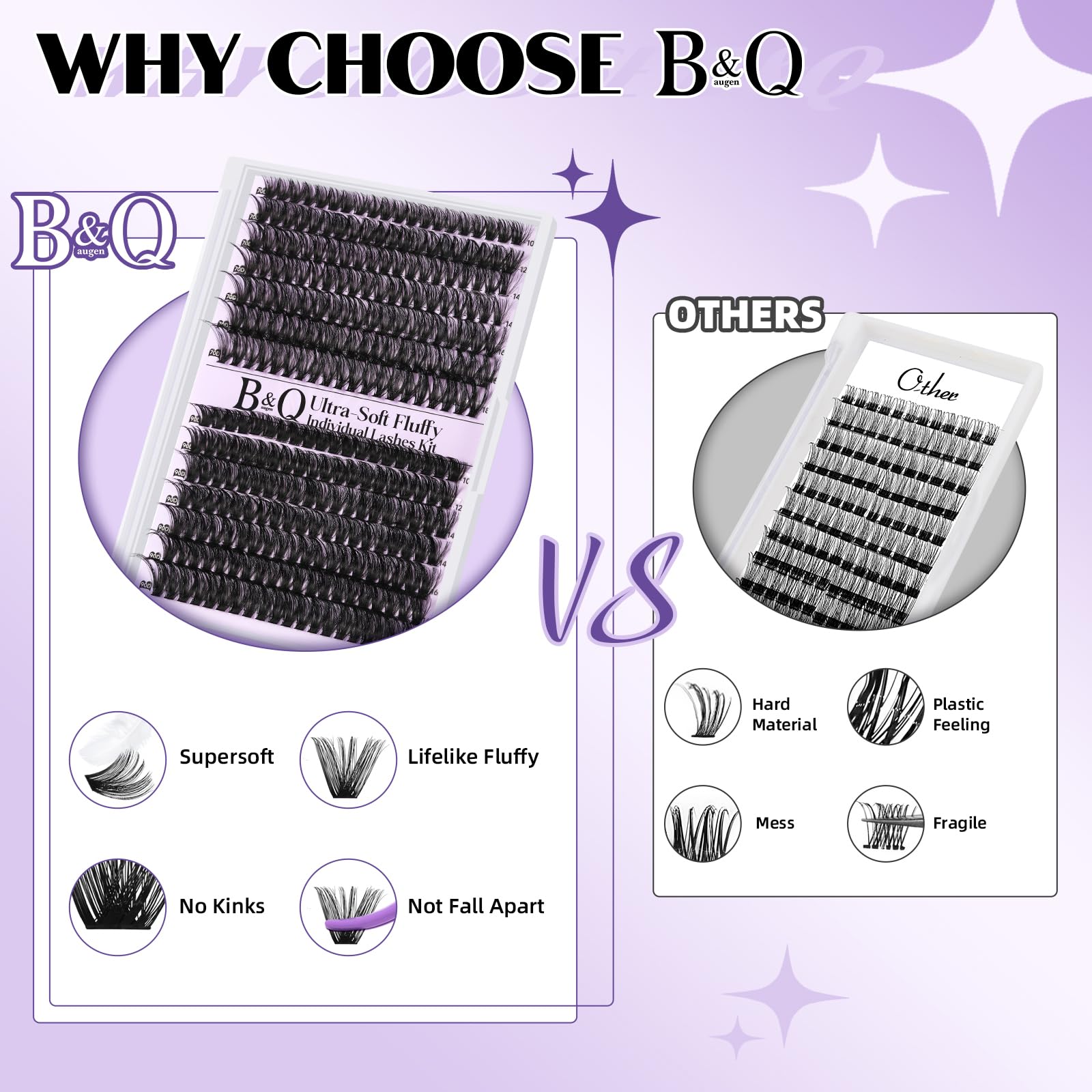 B&Qaugen 100D Individual Eyelash Clusters - 280PCS Supersoft D Curl Lash Extensions, 10-18mm Mixed Length for Wispy Volume Look | DIY at Home | Perfect for Weddings, Parties & Daily Wear