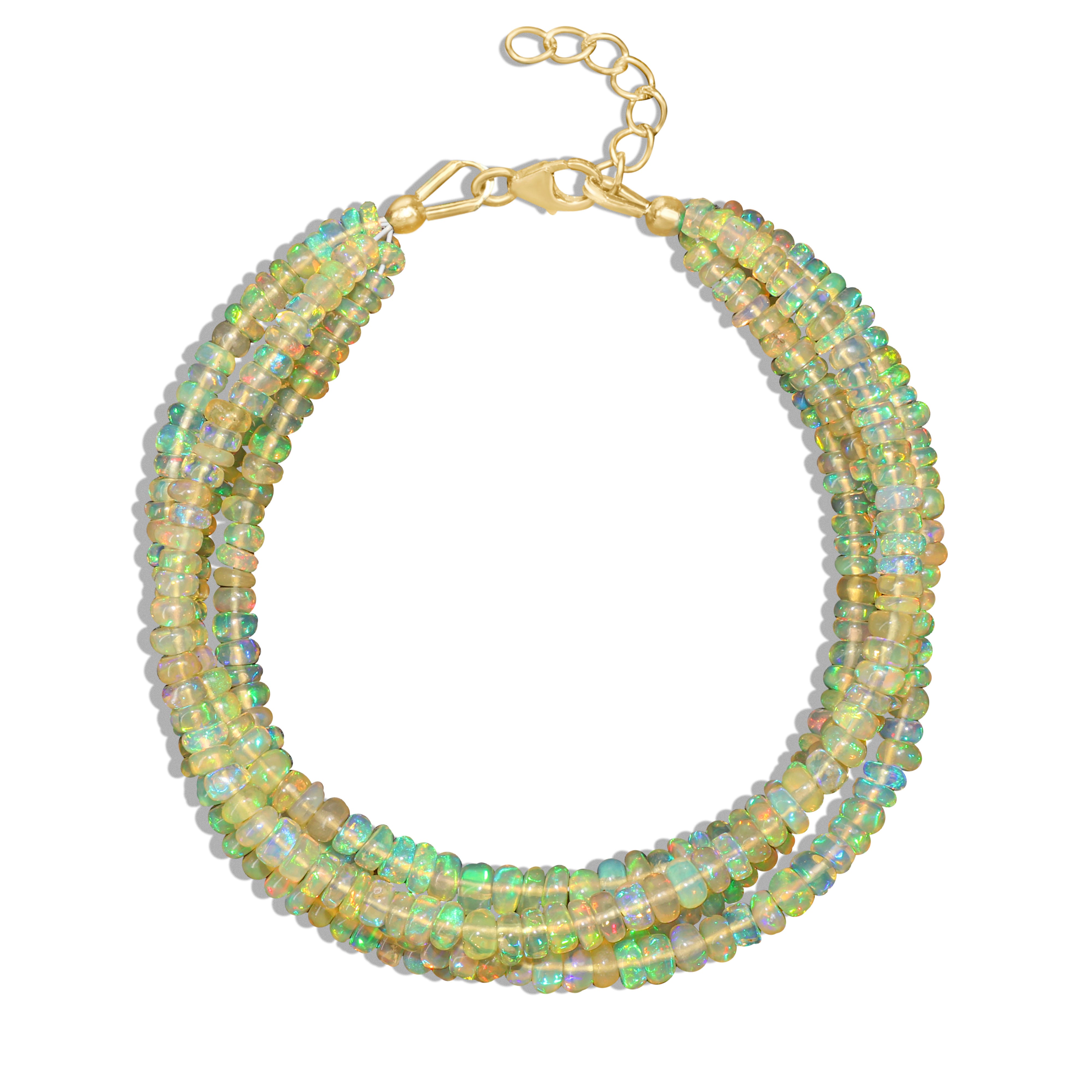 Natural Yellow Opal 4 Strand Plain Beaded Bracelet for Women - Boho Chic Handmade Jewelry for Everyday Wear & Special Occasions