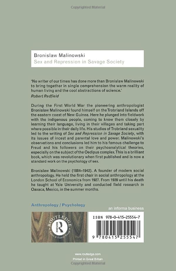 Sex and Repression in Savage Society - Cultural Anthropology Book | Routledge Classics | Perfect for Sociology Students & Anthropology Researchers