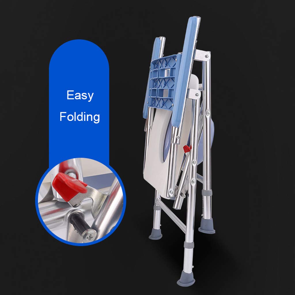 Portable Folding Bedside Commode Chair - Adjustable Height Medical Toilet Seat with Safety Frame for Elderly, Adults & Pregnant Women - Ideal for Bathroom, Shower & Bedroom Use