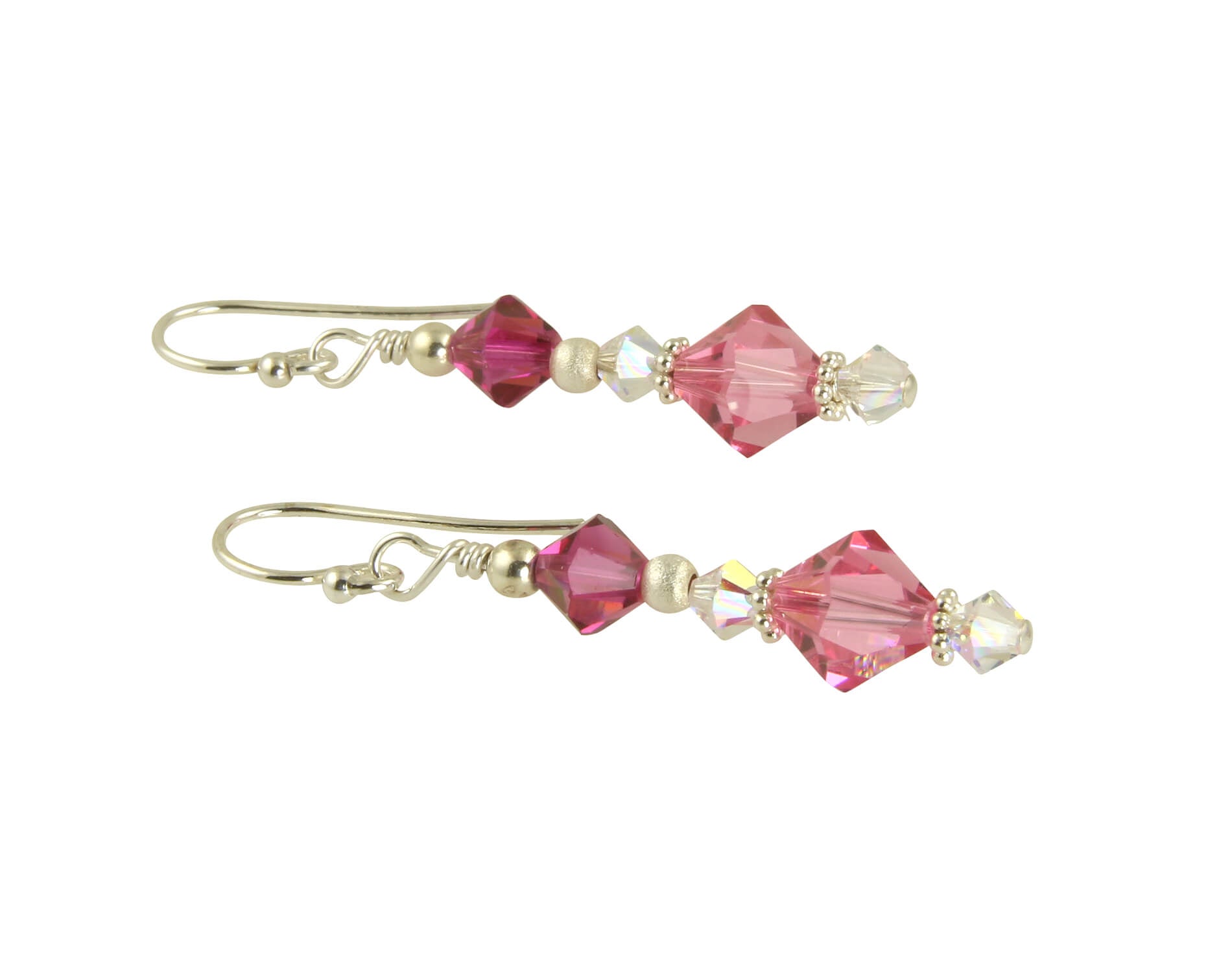 Fuchsia Rose Pink Crystal Beaded Earrings for Women - Elegant Dangle Drop Earrings for Party, Wedding & Special Occasions