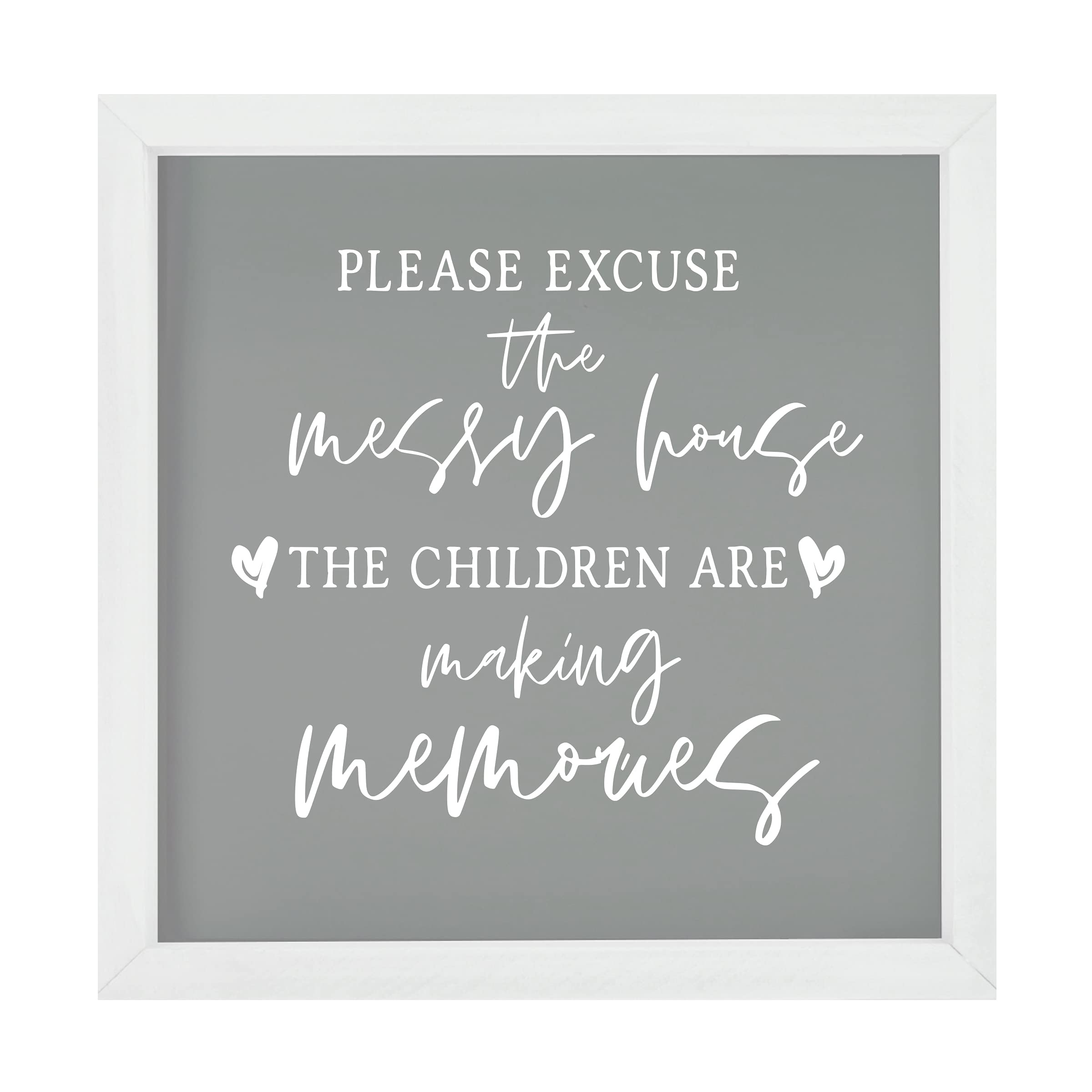 LifeSong Milestones Custom Inspirational Wooden Wall Art - 7x7 Framed Shadow Box with Funny Modern Quotes, Home Decor Sign for Living Room, Bedroom & Office (Ivory) - Perfect Housewarming Gift & Messy Home Excuse