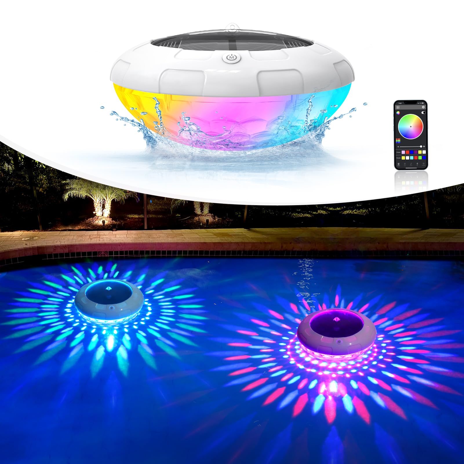 Solar Floating Pool Lights with APP Control - 6.5