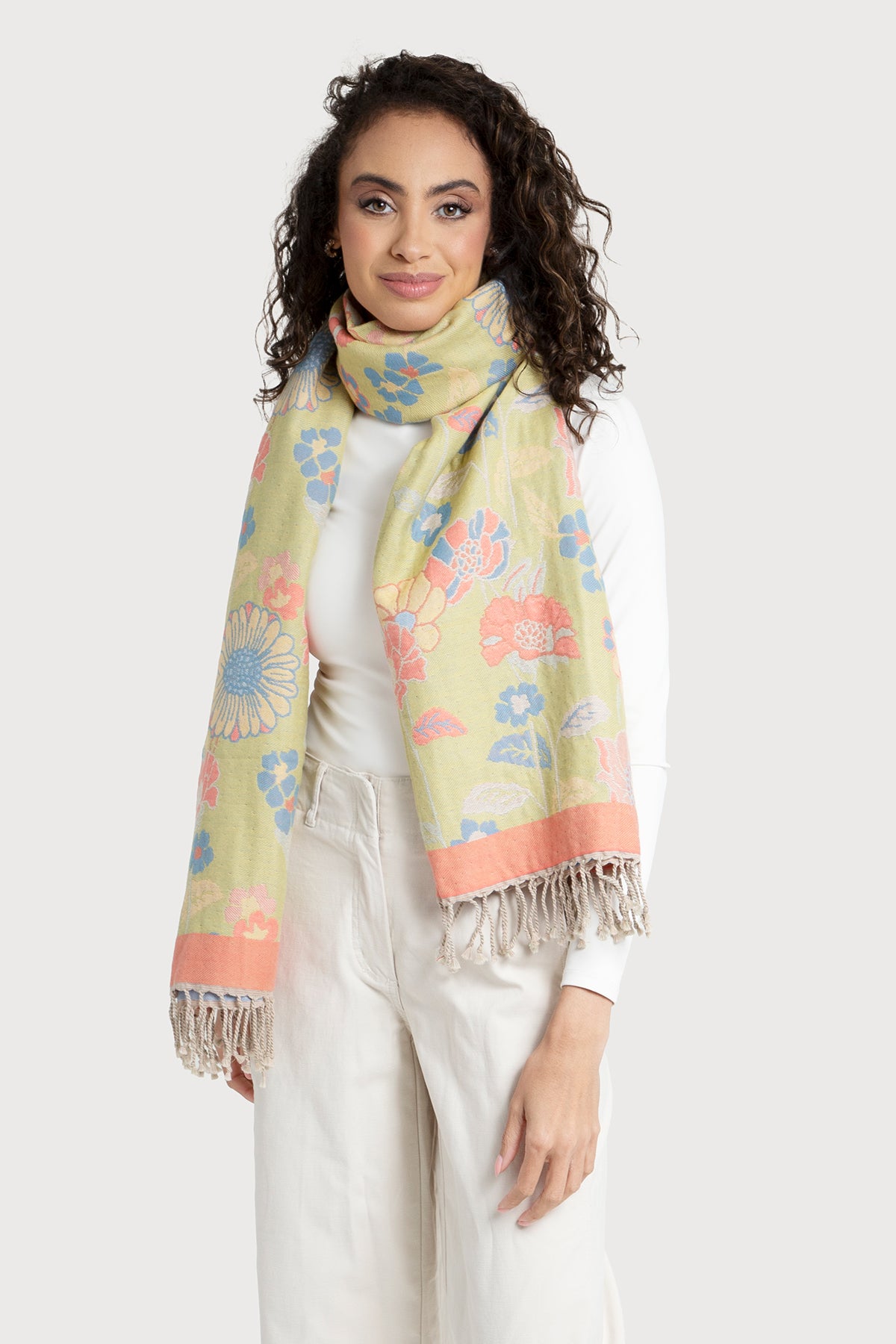 Fiore Pastel Reversible Scarf - Soft Lightweight Womens Fashion Accessory for Spring & Fall Outfits | Perfect for Work, Travel and Casual Wear