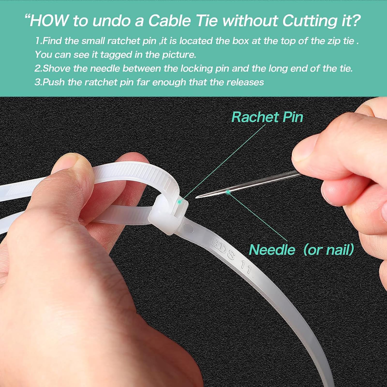 20 Inch Large White Zip Ties - Heavy Duty 60 lbs Tensile Strength - 100 Pack Industrial Plastic Cable Ties for Outdoor Use | Perfect for Bundling Wires, Securing Equipment & DIY Projects