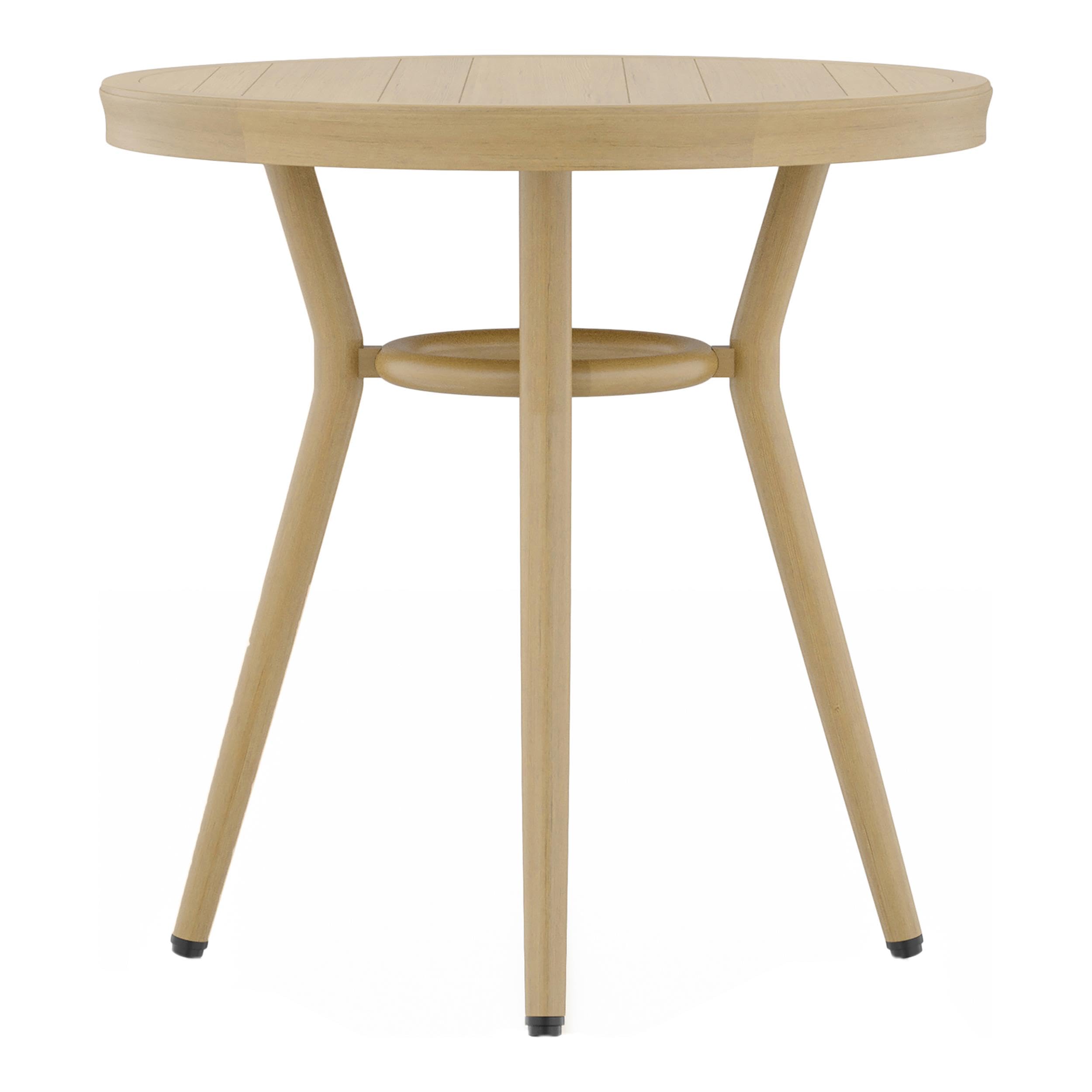 Furniture of America Devey Aluminum Round Patio Side Table - Natural Finish Outdoor Coffee Table for Garden, Poolside & Balcony Use