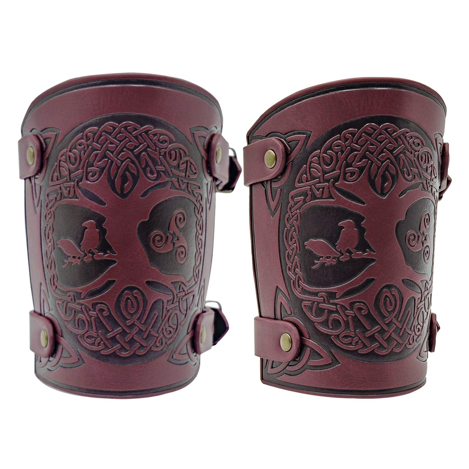 Jeilwiy Viking Bracers - Medieval Leather Arm Armor Cuffs, Gauntlet Wristbands for Men & Women (2-Pack) - Perfect for LARP, Cosplay, Renaissance Fairs & Viking Reenactments