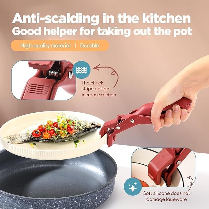 DREWIT STAR Anti-Scald Bowl Holder Clip - Heat-Resistant Kitchen Gripper for Hot Bowls, Plates & Pans - Secure Tongs Clamp for Safe Cooking & Serving - Perfect for Baking, Meal Prep & Dining