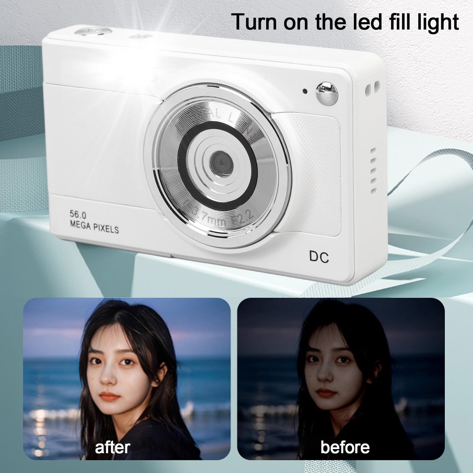 56MP Kids Digital Camera 1080P with 8X Zoom - Compact Travel Camera for Teens & Birthday Gifts