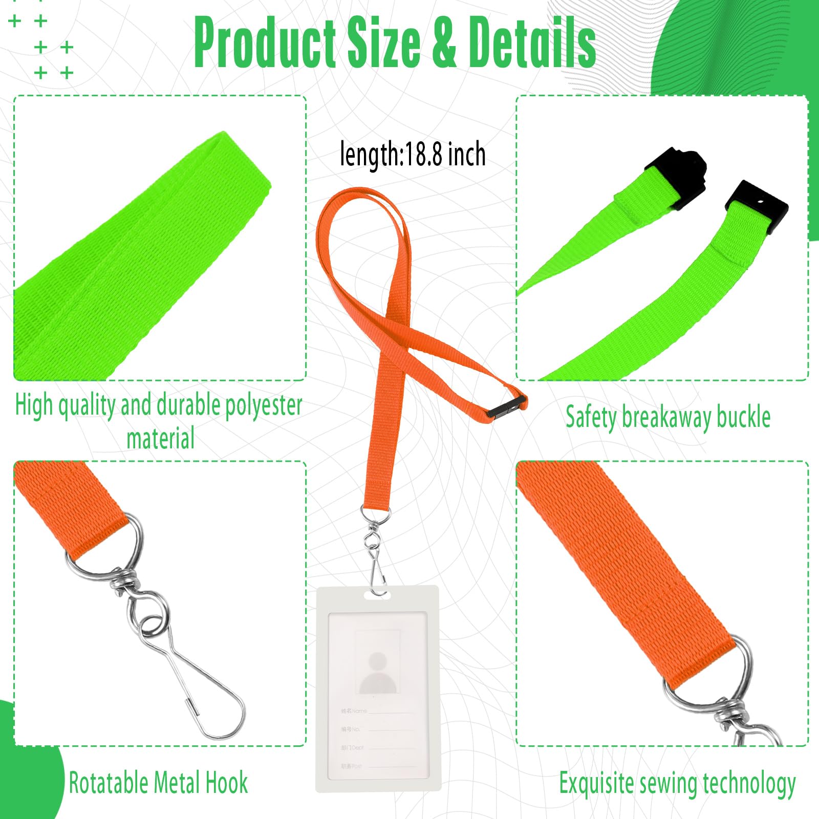 Breakaway Lanyards with J Hook - Bulk ID Badge Holders for Work & Events