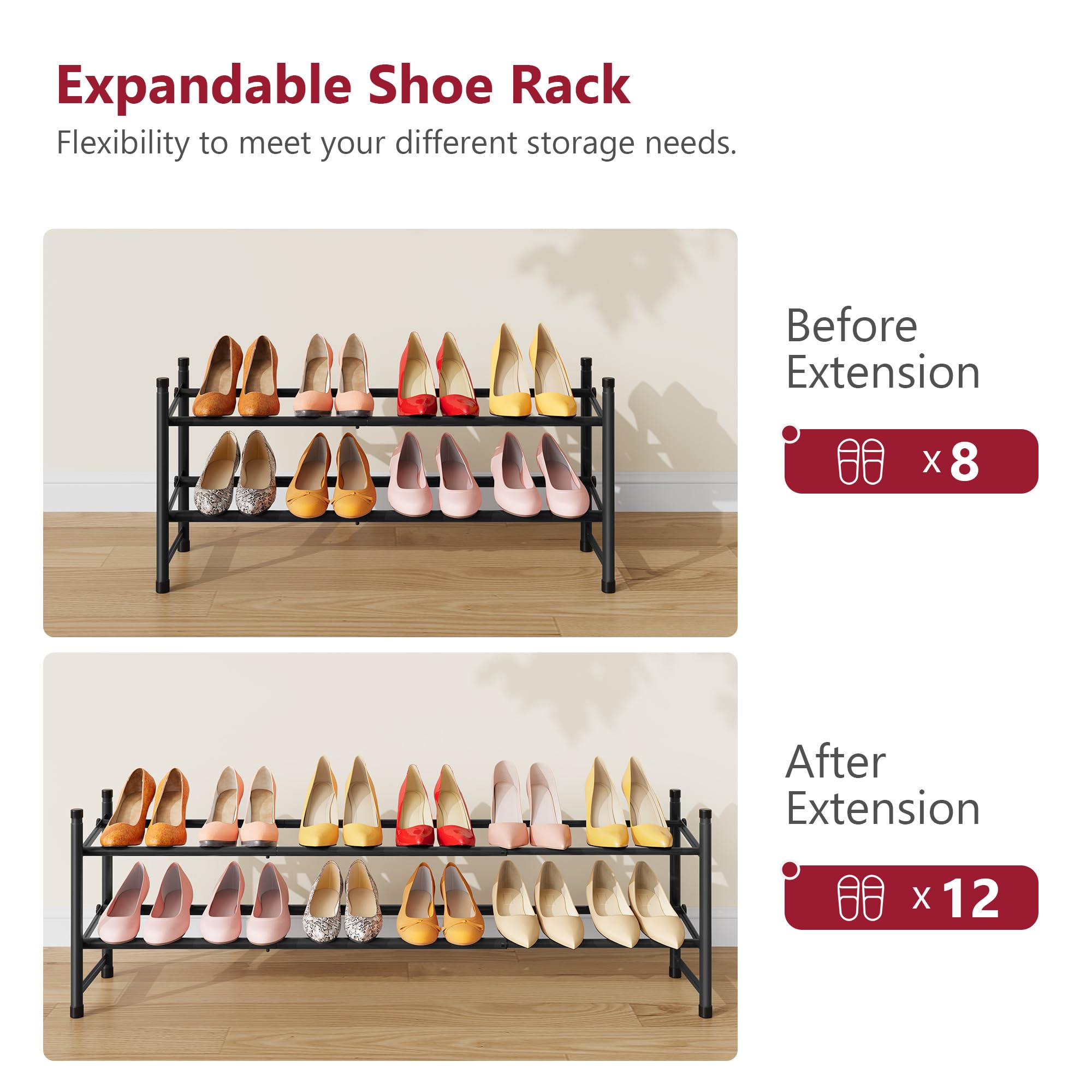 Tajsoon Expandable Shoe Rack 2 Tier - 28