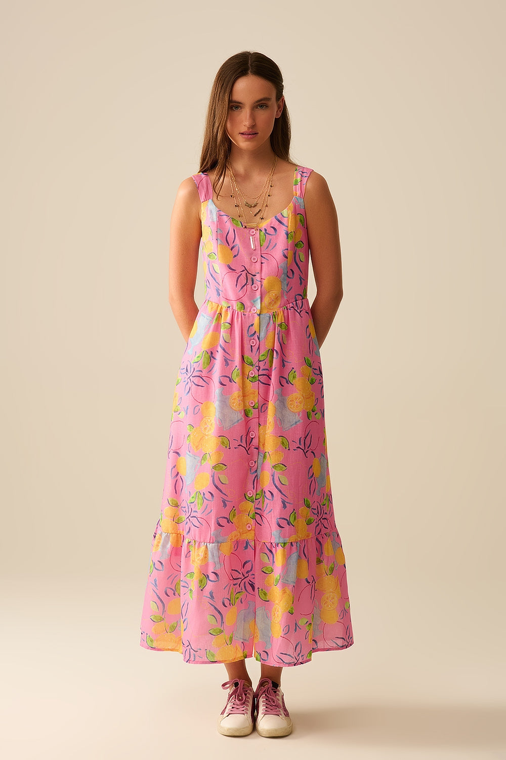 Maxi Rose Print Sleeveless Robe - Floral Summer Dress for Women | Beach Cover-Up, Lounge Wear, and Casual Outfits
