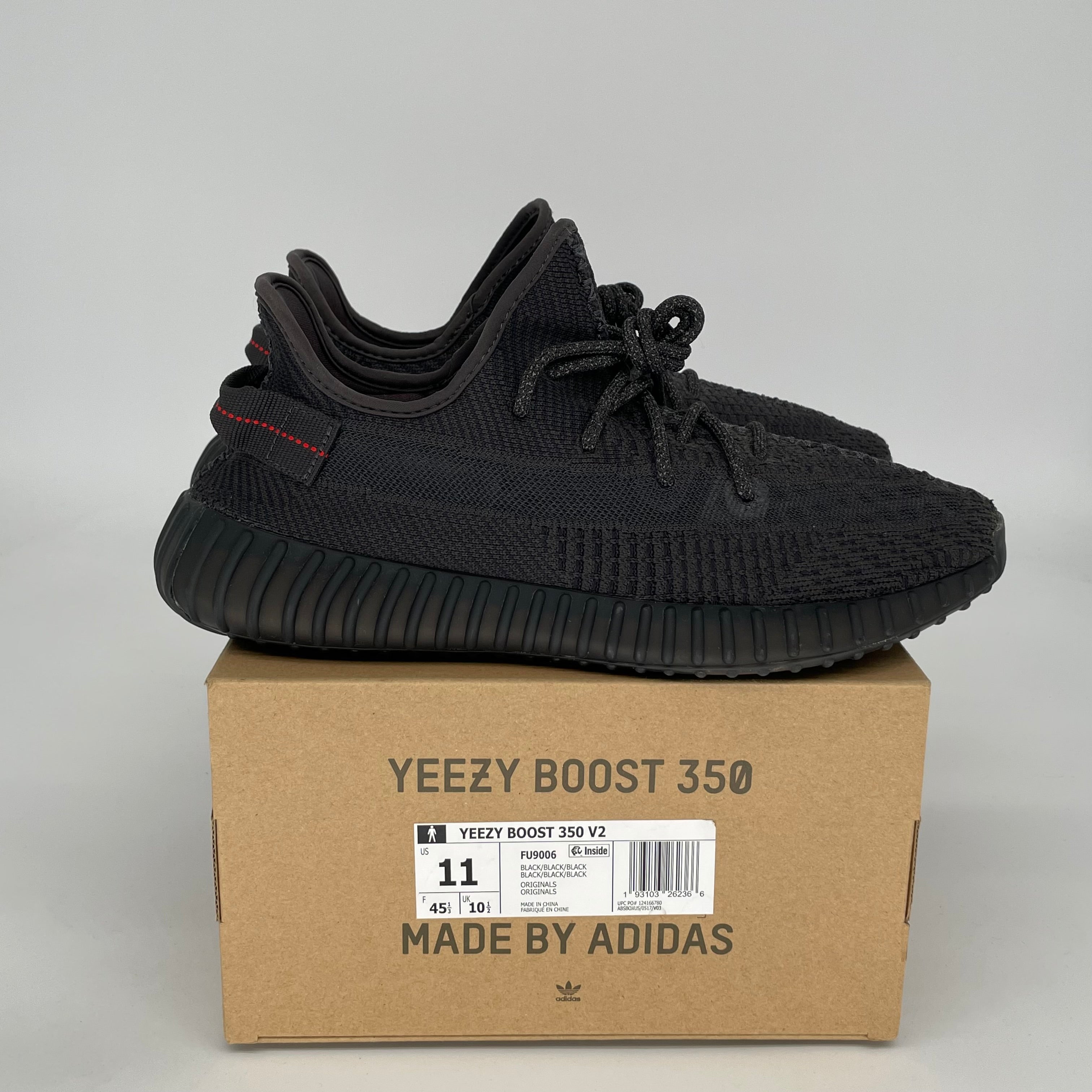Adidas Yeezy Boost 350 V2 Black Non-Reflective Men's Running Shoes Size 11 - Style Code FU9006 | Perfect for Streetwear, Gym & Casual Outfits