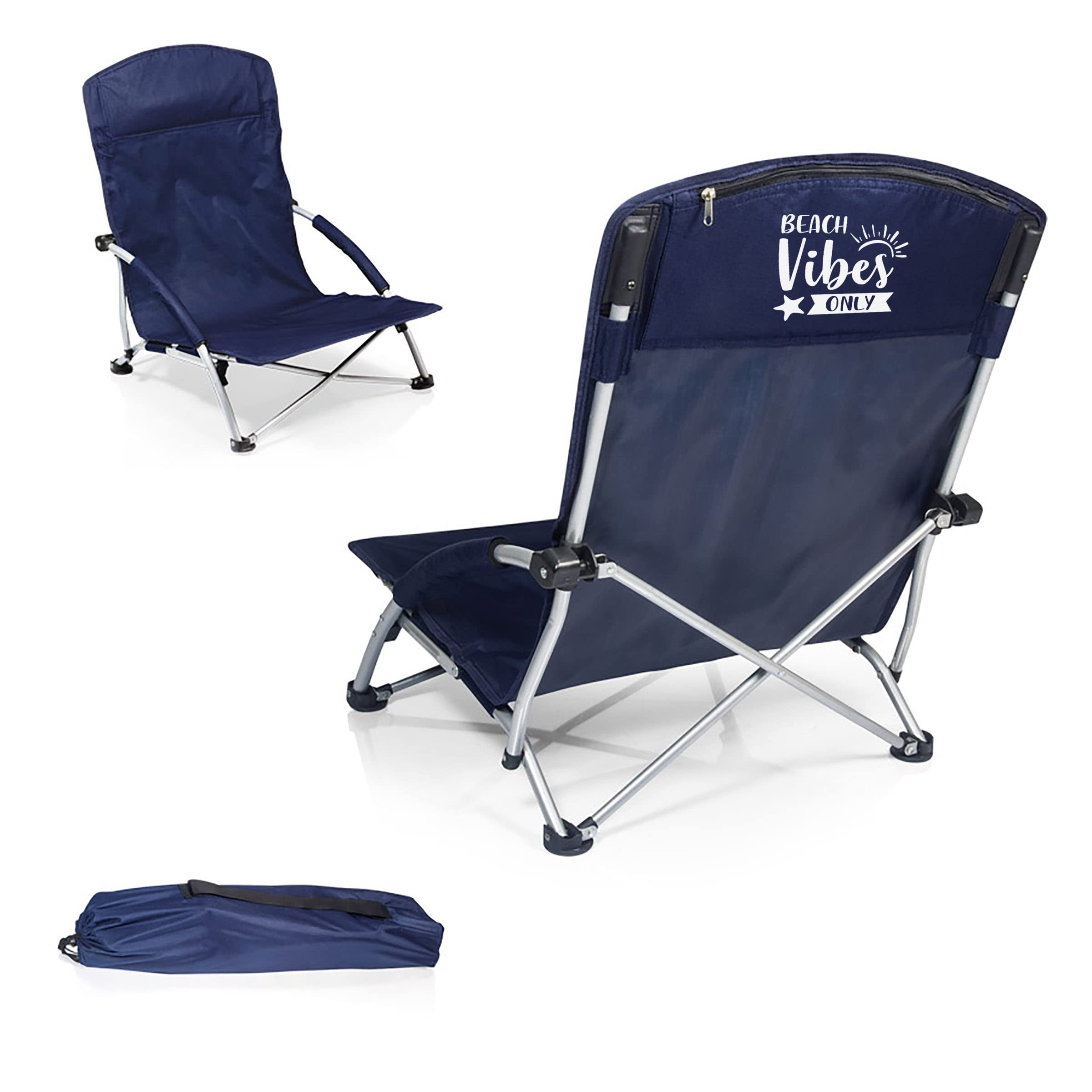 Personalized Tranquility Beach Chair with Carry Bag - Portable Low Profile Beach Chair for Adults - Comfortable Folding Lawn Chair for Beach, Poolside, Camping & Backyard Relaxation