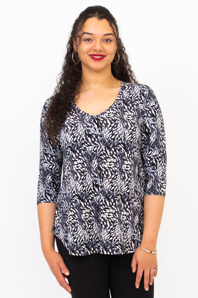 Jackie 3/4 Sleeve Top - Vintage Film Noir Style Bamboo Fabric Blouse for Women | Perfect for Casual Wear, Office Outfits & Retro Fashion Looks