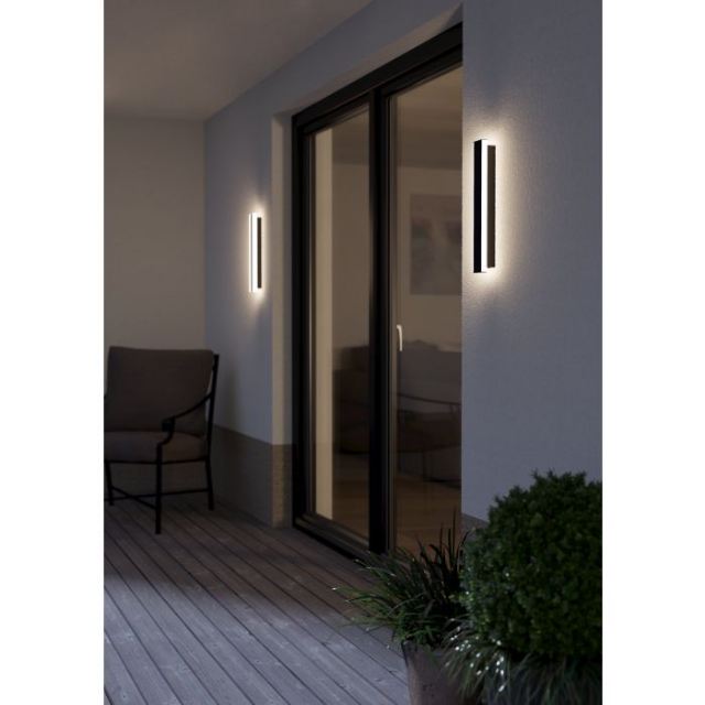 Eglo Neviano 38cm Black Outdoor Wall Light - Waterproof Exterior Sconce for Porch, Garage & Garden Lighting