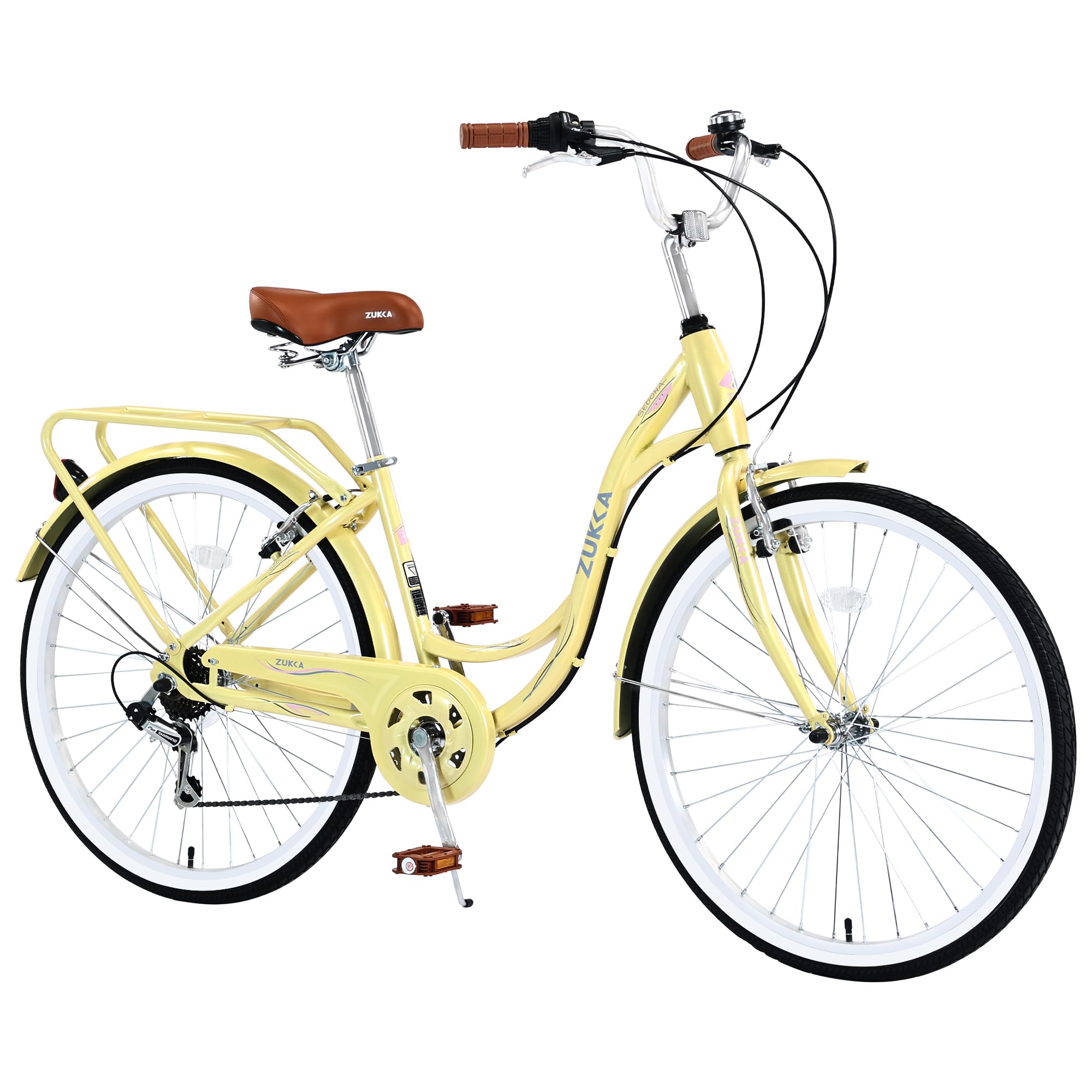 26 Inch Women's Beach Cruiser Bike - 7 Speed Adjustable Seat Comfort Bike for Women & Adults - Perfect for Commuting, Leisure Rides & Beach Cruising