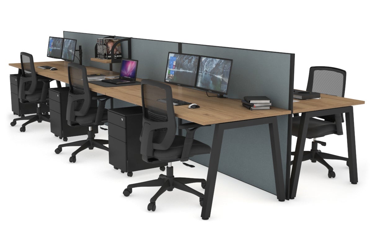 Horizon Quadro 6-Person Office Workstation Bench with A-Legs - 1800mm x 800mm Dimensions & Cable Management - Perfect for Collaborative Workspaces & Open Office Environments